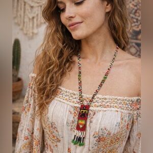 Vintage Navajo Native American Thunderbird Seed Bead Necklace